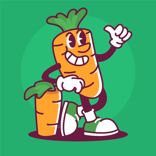 Free vector hand drawn carrot  cartoon illustration