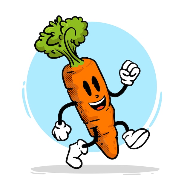 Hand drawn carrot cartoon illustration