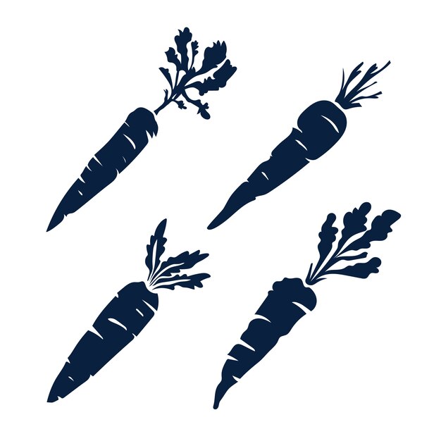 Hand drawn carrot  silhouette set