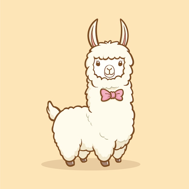 Hand drawn cartoon alpaca illustration