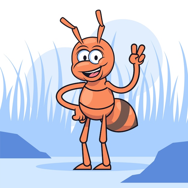 Hand drawn cartoon ant illustration