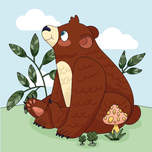 Hand drawn cartoon bear illustration