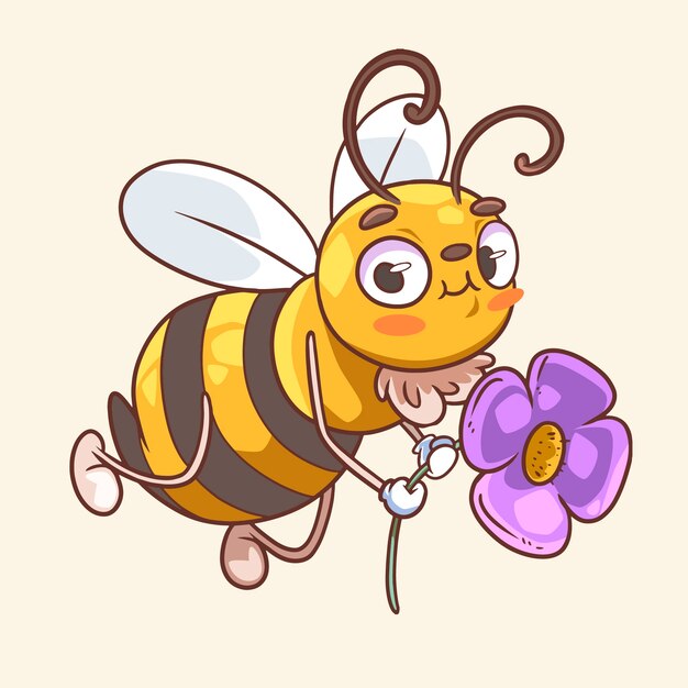 Hand drawn cartoon bee illustration