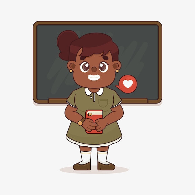 Free vector hand drawn cartoon black teacher  illustration