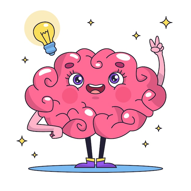 Hand drawn cartoon brain  illustration