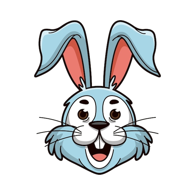 Hand drawn cartoon bunny face illustration