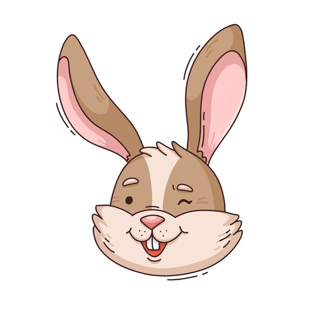 Hand drawn cartoon bunny face illustration