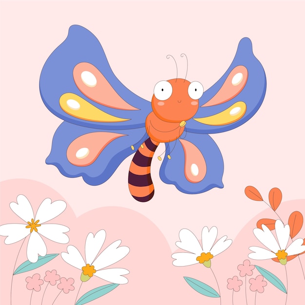 Free Vector hand drawn cartoon butterfly illustration