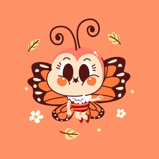 Free Vector hand drawn cartoon butterfly illustration