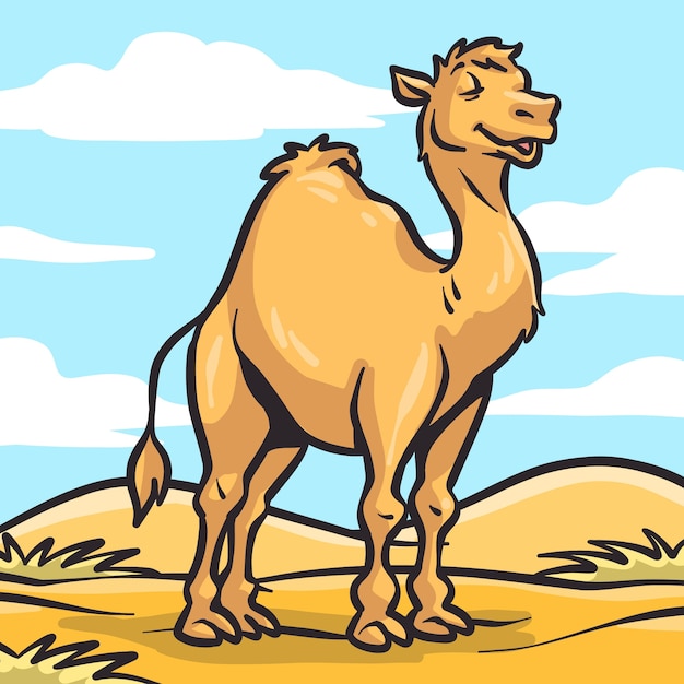 Free vector hand drawn cartoon camel   illustration