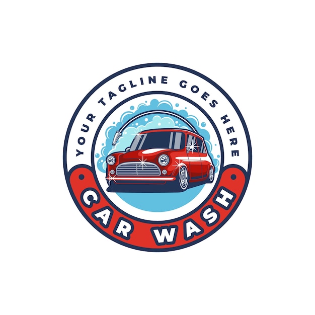 Free Vector hand drawn cartoon car wash logo template