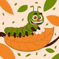 Free vector hand drawn cartoon caterpillar illustration