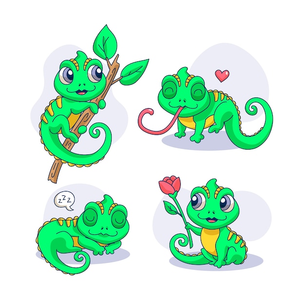 Free vector hand drawn cartoon chameleon illustration