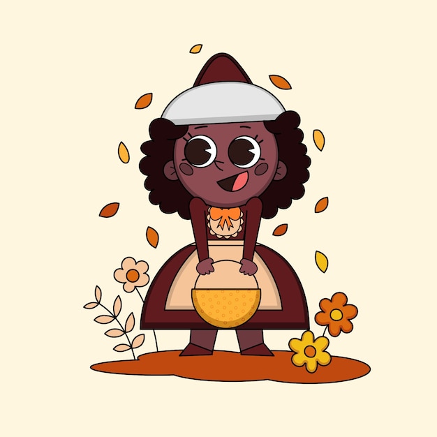 Free Vector hand drawn cartoon character illustration for thanksgiving celebration