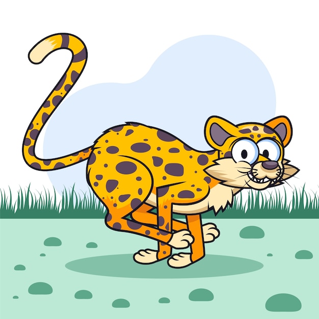 Hand drawn cartoon cheetah illustration