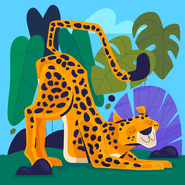 Hand drawn cartoon cheetah illustration