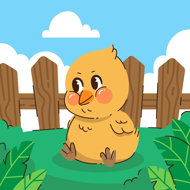 Free vector hand drawn cartoon chick illustration