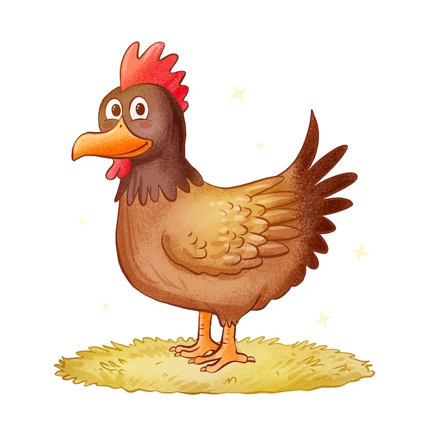 Hand drawn cartoon chicken illustration