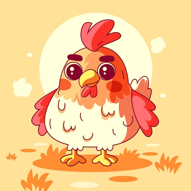 Hand drawn cartoon chicken illustration