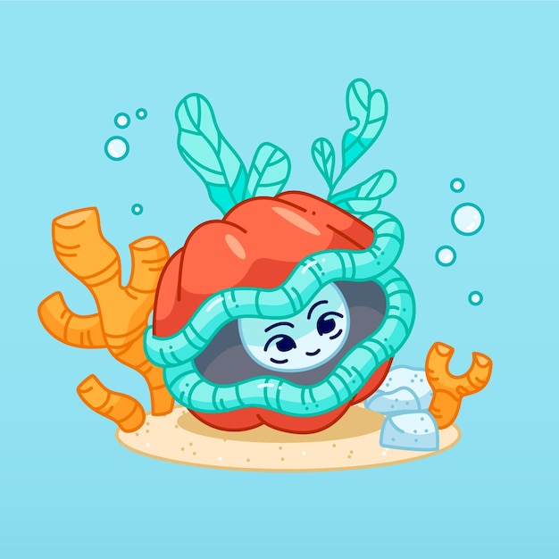 Hand drawn cartoon clam  illustration