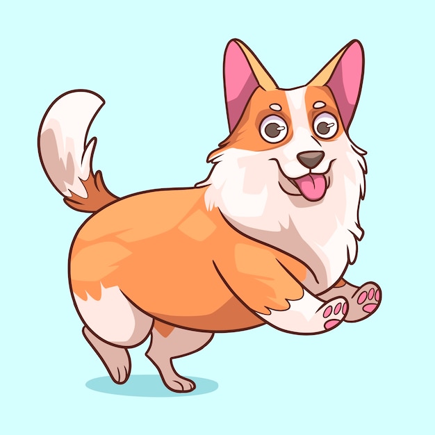 Hand drawn cartoon corgi illustration