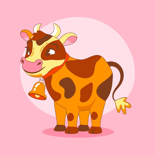 Hand drawn cartoon cow illustration