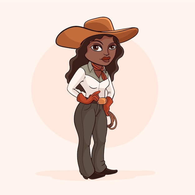 Free vector hand drawn cartoon cowgirl illustration