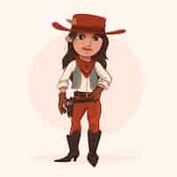 Free vector hand drawn cartoon cowgirl illustration