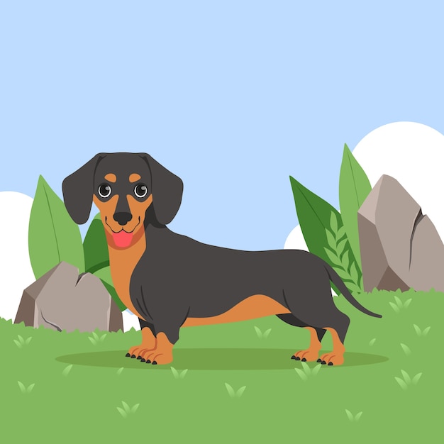 Free vector hand drawn cartoon dachshund illustration