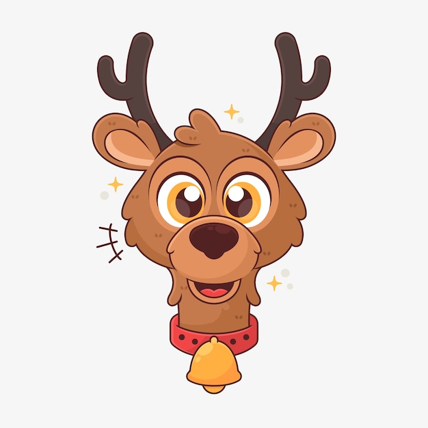 Free vector hand drawn cartoon deer head illustration