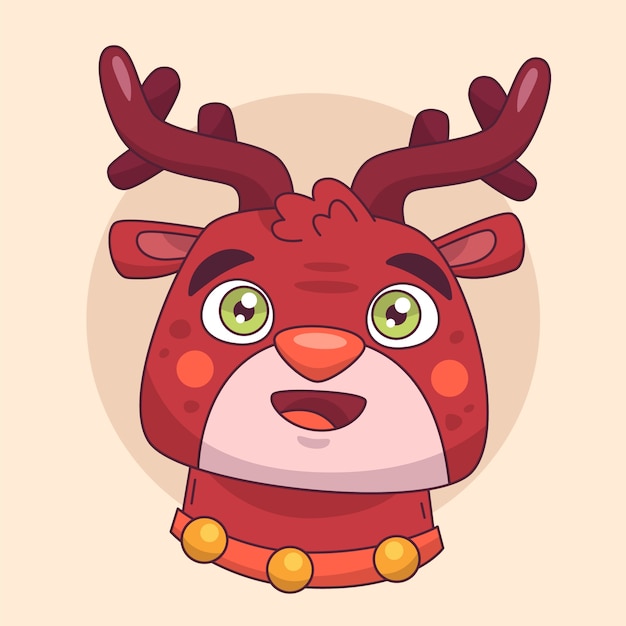 Free Vector hand drawn cartoon deer head illustration