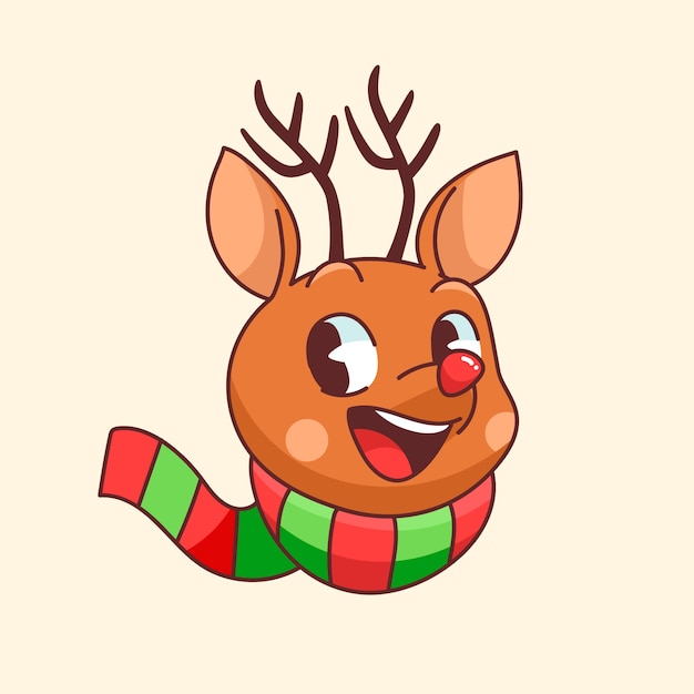 Hand drawn cartoon deer head illustration