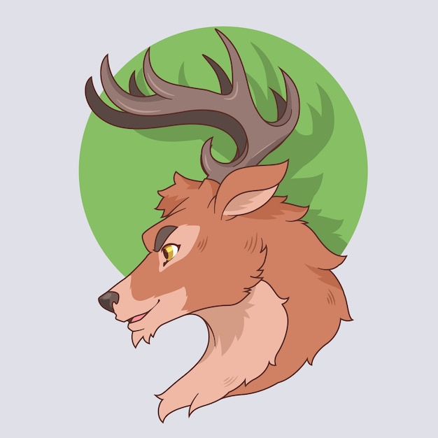 Free Vector hand drawn cartoon deer head illustration