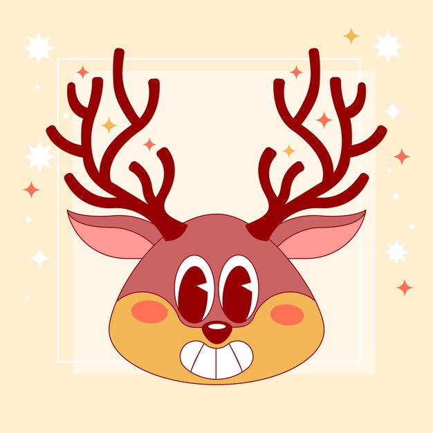 Free Vector hand drawn cartoon deer head illustration