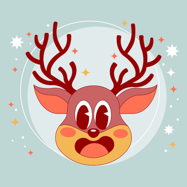 Free Vector hand drawn cartoon deer head illustration