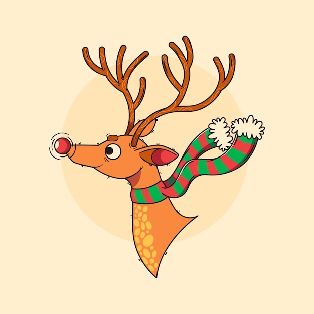 Free Vector hand drawn cartoon deer head illustration