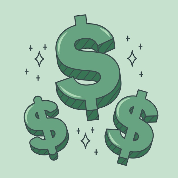 Free Vector hand drawn  cartoon dollar sign illustration