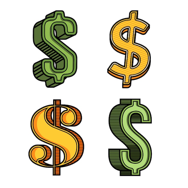 Free vector hand drawn cartoon dollar sign illustration