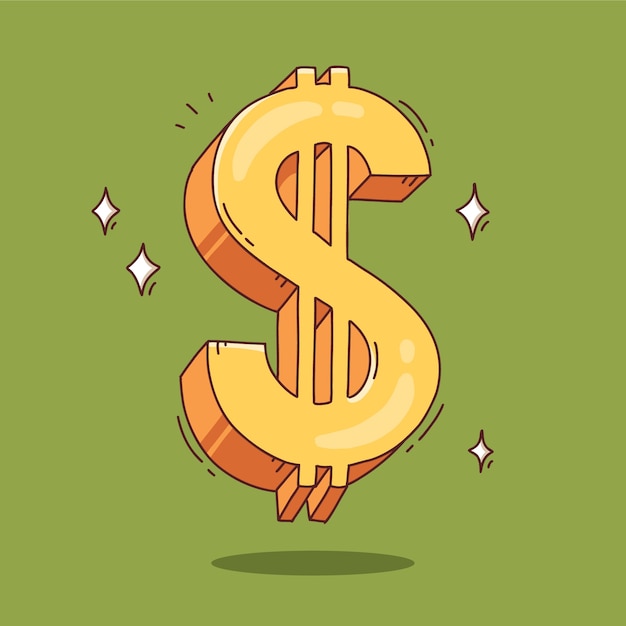 Free vector hand drawn cartoon dollar sign illustration