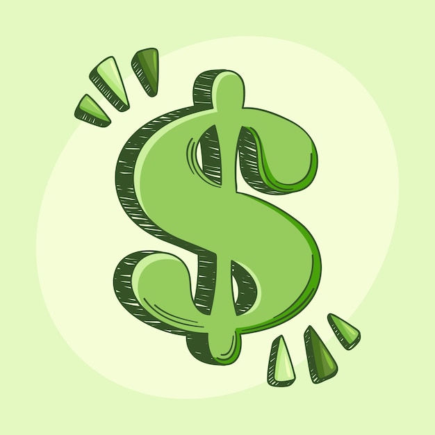 Free vector hand drawn cartoon dollar sign illustration