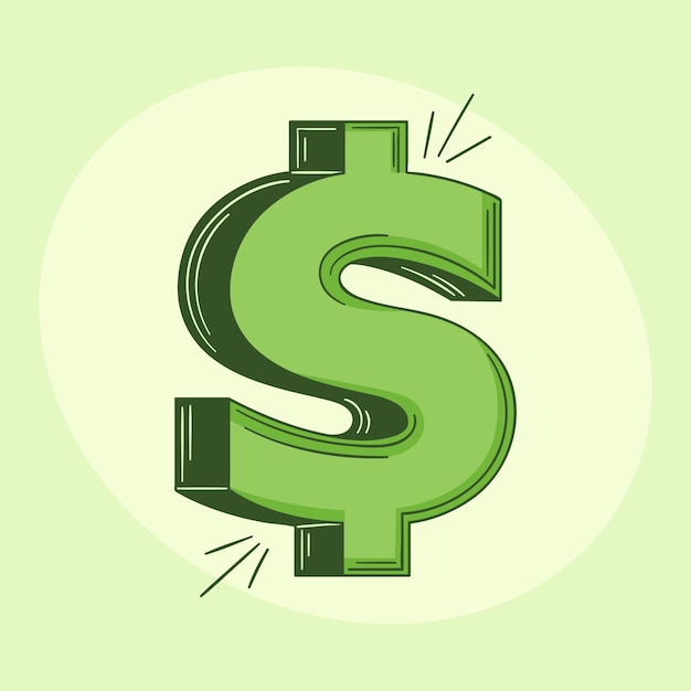 Free vector hand drawn cartoon dollar sign illustration