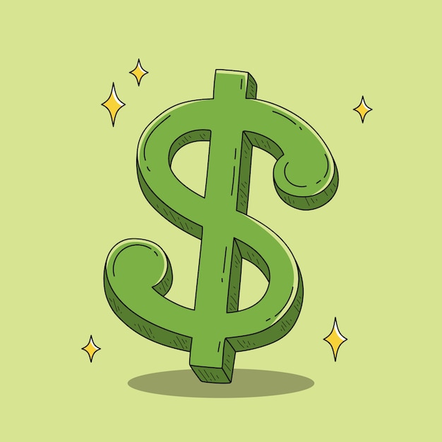 Free Vector hand drawn cartoon dollar sign illustration