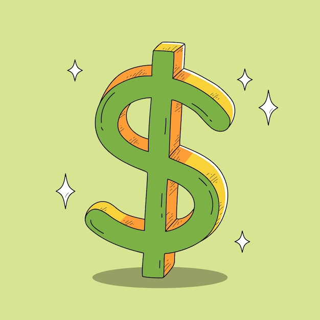 Free Vector hand drawn cartoon dollar sign illustration