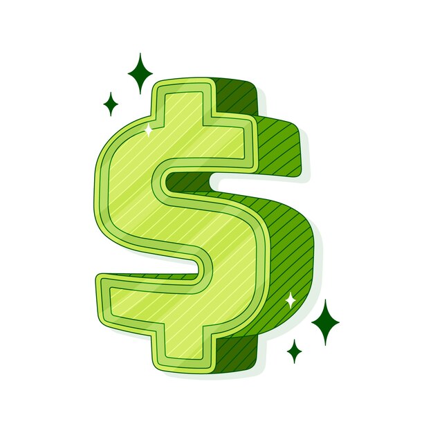 Hand drawn cartoon dollar sign illustration