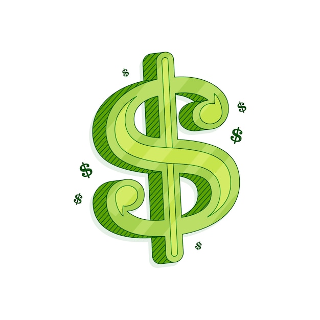 Free vector hand drawn cartoon dollar sign illustration