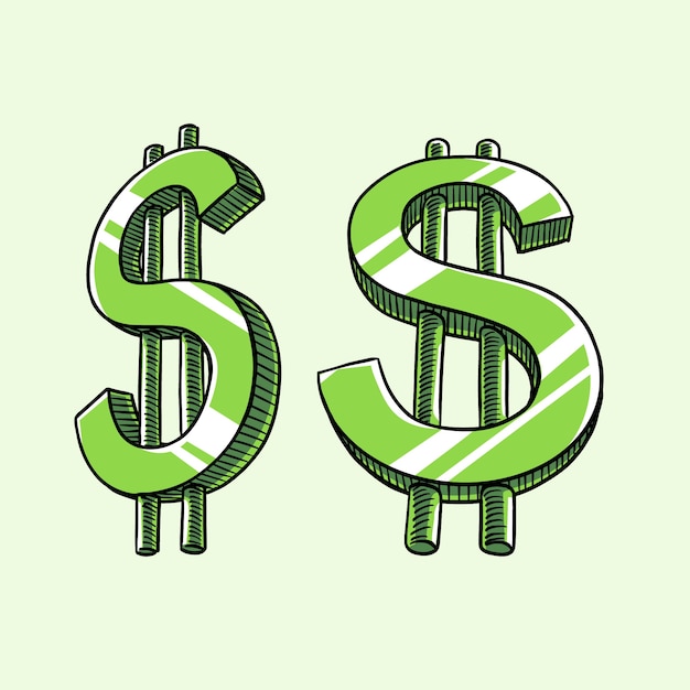 Free vector hand drawn cartoon dollar sign illustration