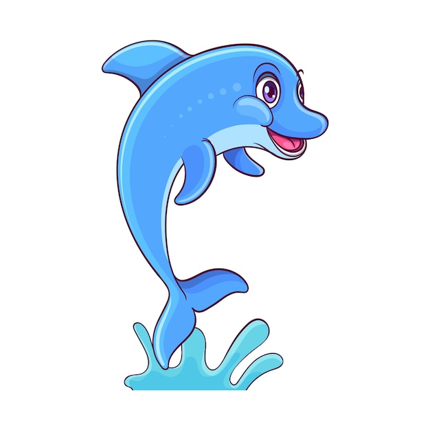 Free Vector hand drawn cartoon dolphin  illustration