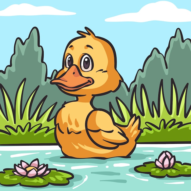 Free vector hand drawn cartoon duck illustration