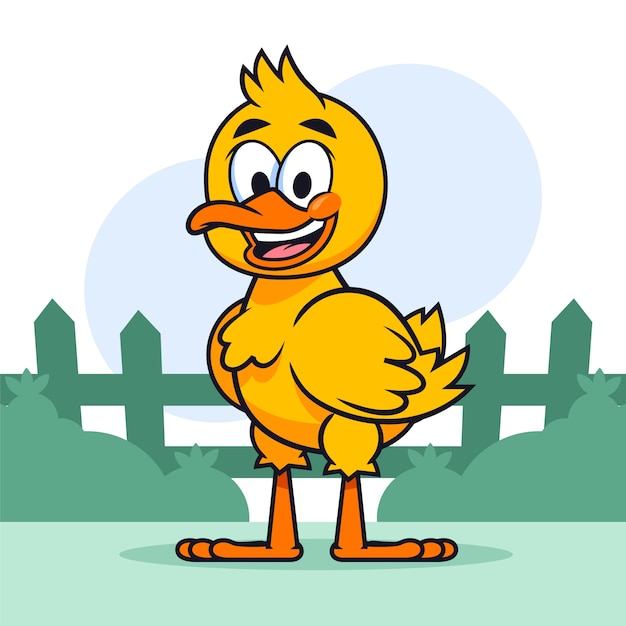 Hand drawn cartoon duck illustration