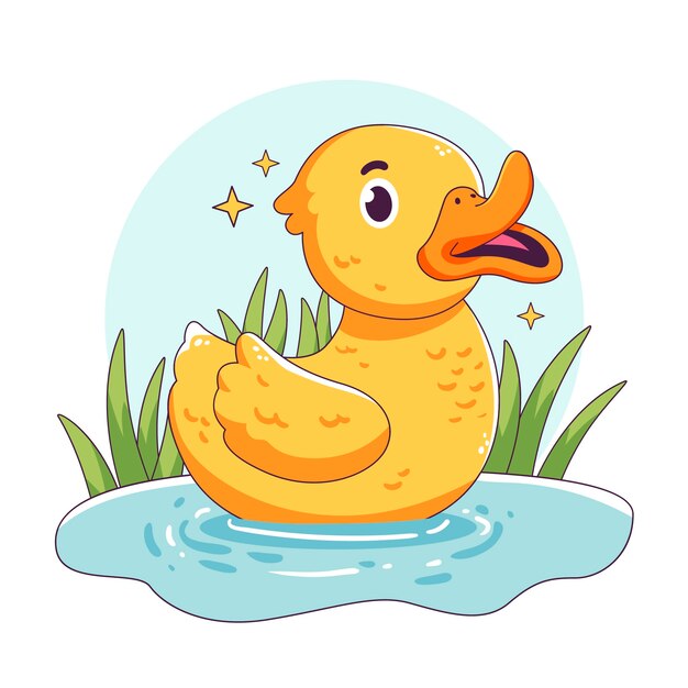 Hand drawn cartoon duck illustration